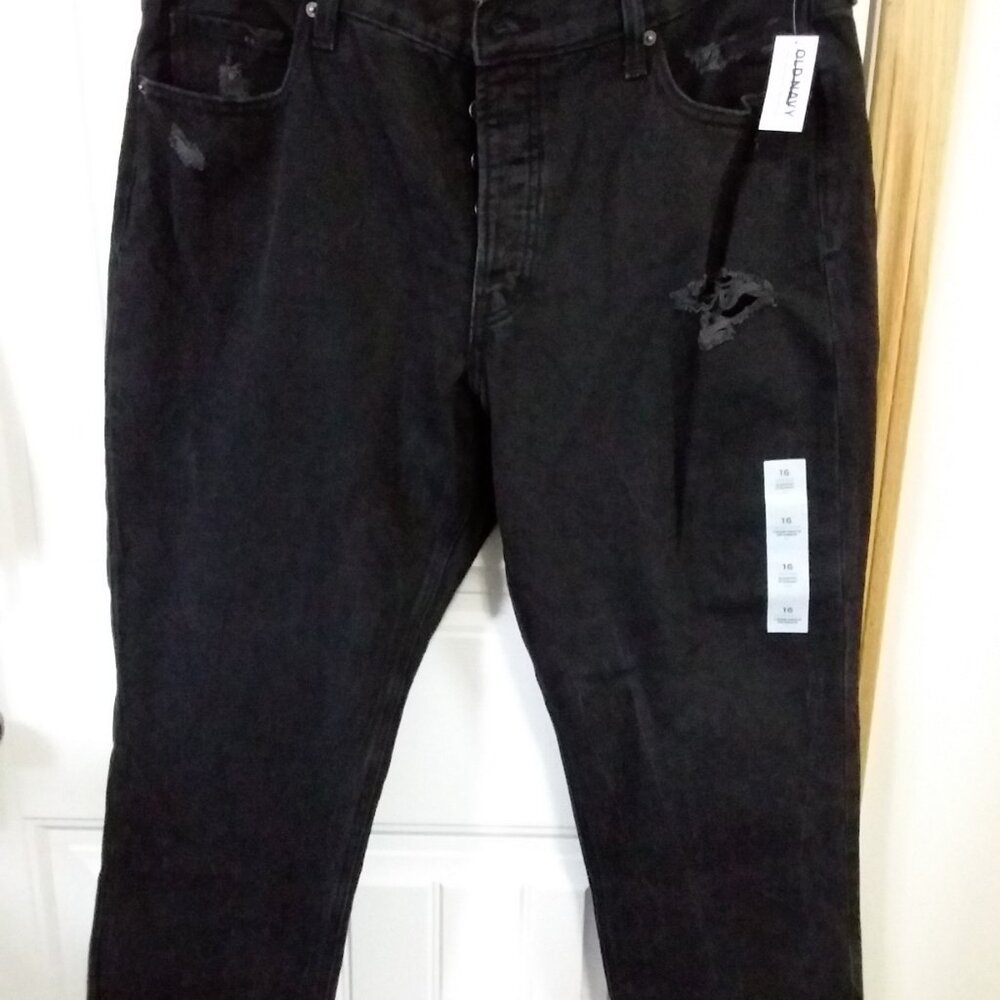 Old Navy Women’s Black Distressed Straight Leg Jeans – Size 16 – NWT - Picture 11 of 11